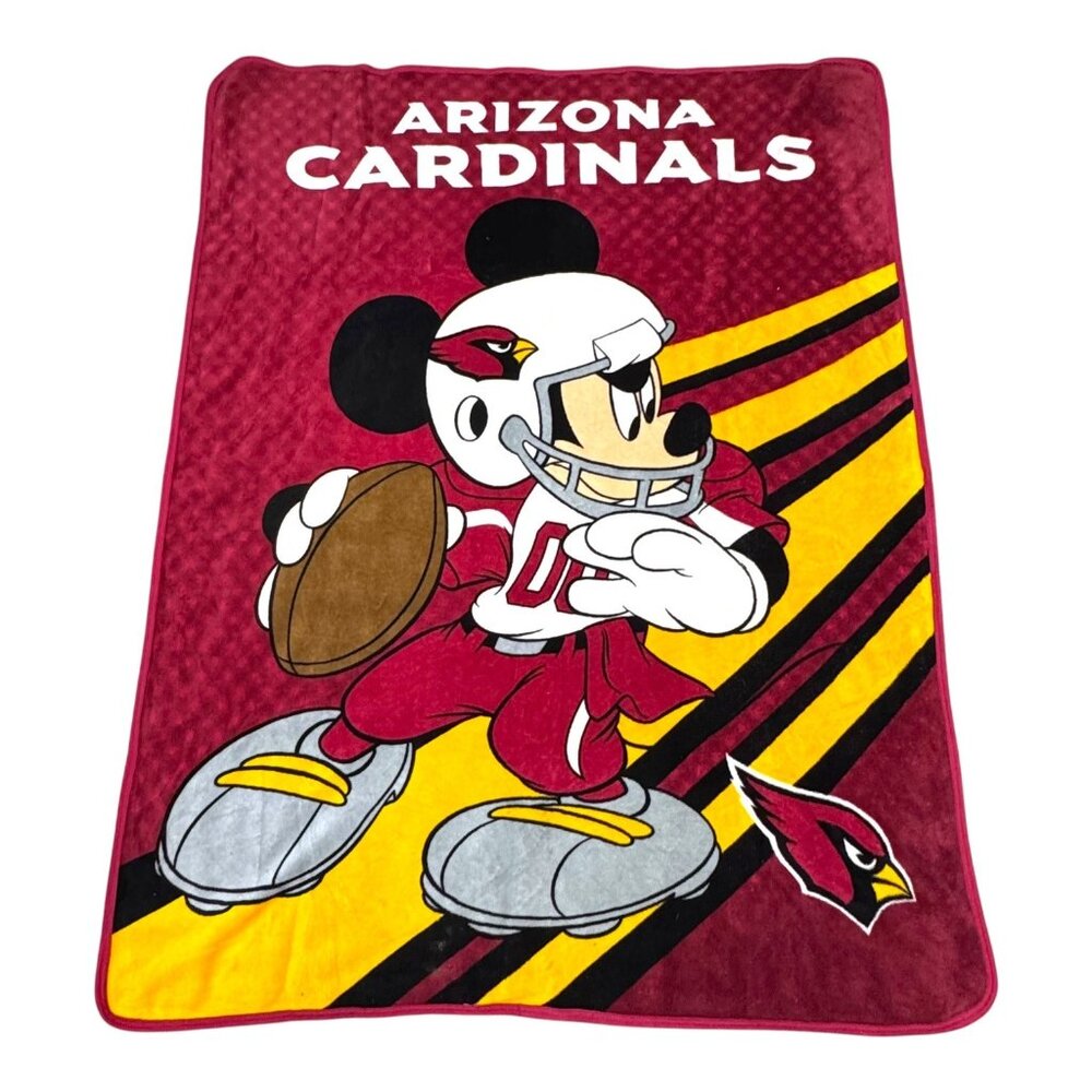 Disney NFL Arizona Cardinals Mickey Mouse Throw Blanket 58"x44" Red Soft Fleece